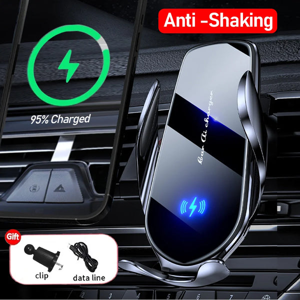Car Wireless Charger Auto Car Mount Phone Holder Stand For iPhone 16 15 Samsung Xiaomi Infrared Induction 15W Fast Charging