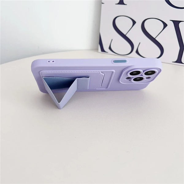 Fold Stand Slot Card Holder Wallet Cases iPhone 11 XR XS X 7 8 Plus SE 6 Soft Silicone Shockproof Cover