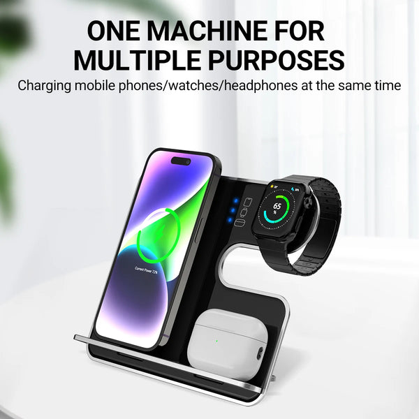 3 IN 1 Wireless Charger Detachable Maghnetic Wireless Charging Suitable for Mobile Phones/Watches/Headphones