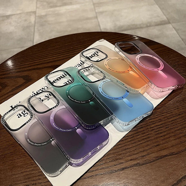 Luxury Gradient For Magsafe Magnetic Matte For iPhone Pro Max 12 11 Cases Translucent Wireless Charge Shockproof Cover