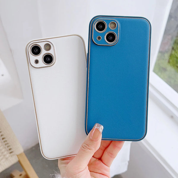 Luxury Leather Silicone Soft Case For iPhone 15 14  Pro Max Cases Cover