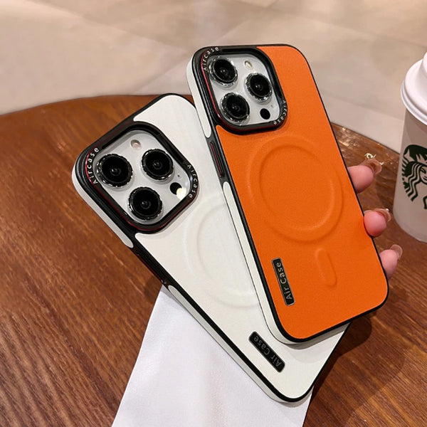 Luxury Matte Leather Magnetic For Magsafe Phone Cases For iPhone 15 Pro Max 14 13 12 Wireless Charging Shockproof Bumper Cover