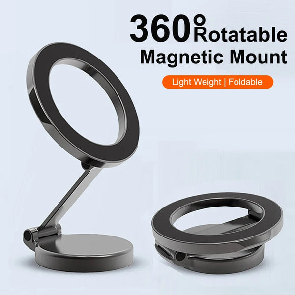 Magnetic Car Phone Holder for MagSafe 360 Degrees Adjustable Alloy Folding Magnetic Car Navigation Mount for IPhone 16 15 14 13