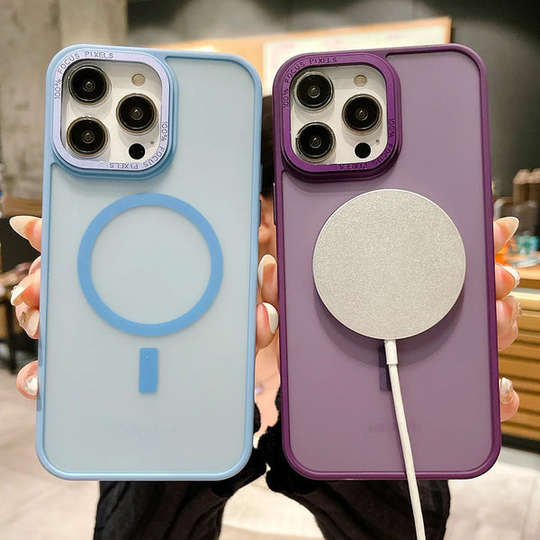 Matte Translucent Magnetic iPhone Pro Max Plus 12 11 Cases For Magsafe Wireless Charging Candy Shockproof Hard Cover