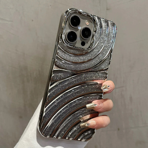 Plating Ripple Gradient Glitter Transparent Phone Case For iPhone 15 Pro Max Plus 14 13 12 11 Soft Silicone Shockproof Bumper Cover