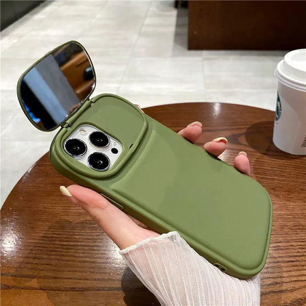 Flip Mirror Stand Holder Camera Protection iPhone Plus Max 11 XR XS X Cases Matte Soft Shockproof Cover