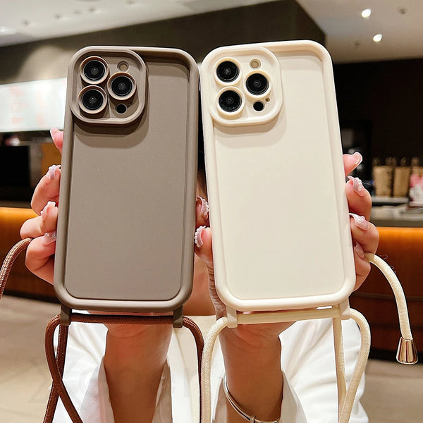 Liquid Silicone Crossbody Lanyard Cases iPhone Pro Max XR XS X 7 8 Plus SE Candy Necklace Cord Shockproof Soft Cover