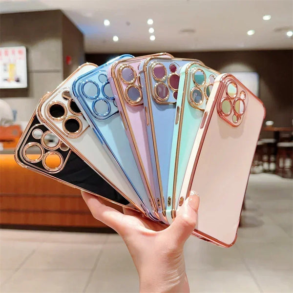 Shockproof Plating Phone Case For iphone 12 Mini 11 Pro Max Cases Protective Soft TPU Back Cover