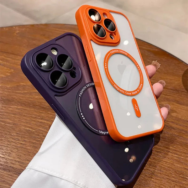 Transparent Shockproof For Magsafe Cases For iPhone 15 Pro Max 14 13 12 Magnetic Wireless Charging Acrylic Hard Bumper Cover