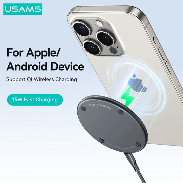 15W Fast Wireless Charger for iPhone 16 15 14 Samsung Xiaomi Qi Wireless Charging Pad Induction Charger For Airpods Earphone