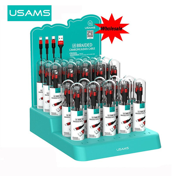 USAMS 25pcs Micro USB C Charge Cable For Iphone 16 15 14 13 12 Max Pro Plus X XR XS 8 Charging Cable For Huawei Xiaomi Samsung USB Cable Data Cable Set