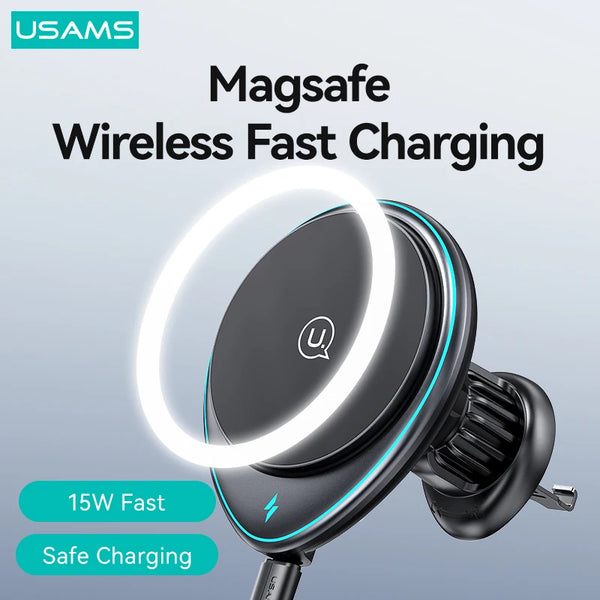 Car Phone Holder Magnetic Wireless Charger 15W Fast Charging For iPhone 16 15 14 13 Pro Max Air Vent Mount Car Charger Holder