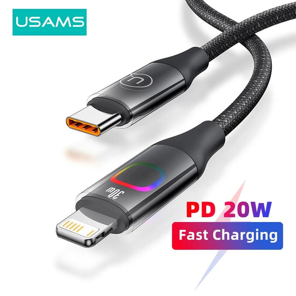 USAMS Gradient Color USB C Cable for iPhone 14 13 12 11 Pro Max 30W Type C PD Fast Charging Cable Charger USB Cable