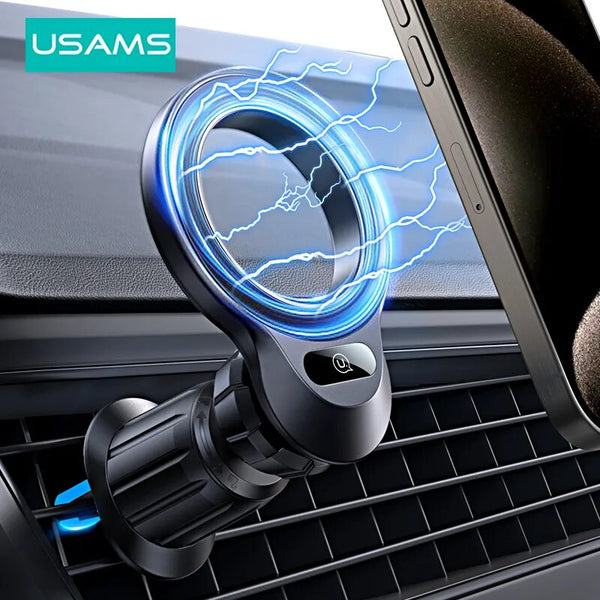 USAMS Magnetic Car Phone Holder Universal Car Air Vent Holder Mount For iPhone 16 15 14 13 12 Pro Max Huawei Xiaomi Samsung, etc