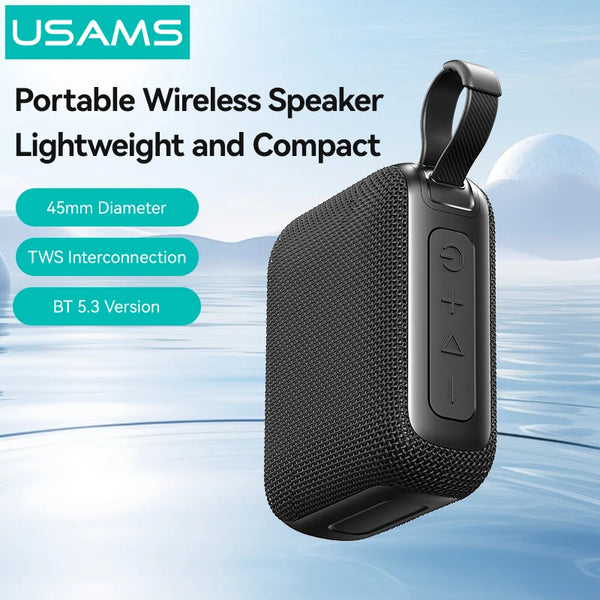 USAMS New Portable Wireless Bluetooth Speaker 5.3 HD Sound Quality Subwoofer 1200mAh High Capacity Audio Music Player Speaker