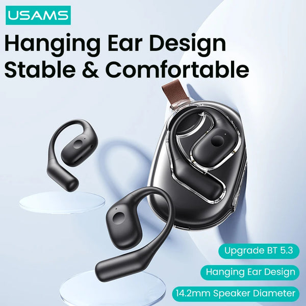 USAMS Open Ear Headphones Bluetooth 5.3 Wireless Earphones Ture Wireless Earphones Bass Sound Sports Earbuds for Phone Earhoo