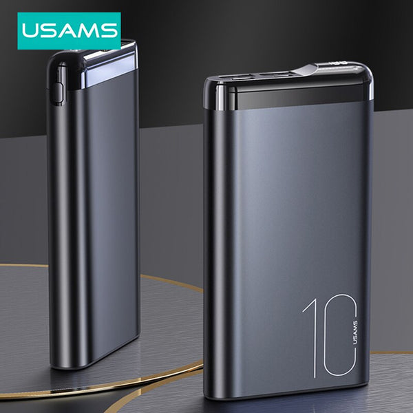USAMS Power bank 10000mah Portable External Battery Charger Digital Display Powerbank For Samsung Xiaomi Huawei iPhone 16 15 14 13 12 pro Max 11 8