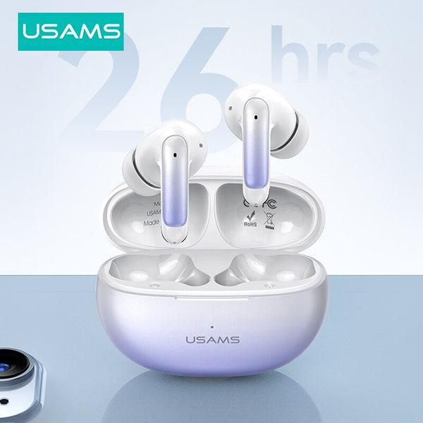 USAMS TWS Wireless Bluetooth Earphones Headphone Active Noise Cancellation ANC Earphone Wireless BT5.3 Handfree Phone Earbuds