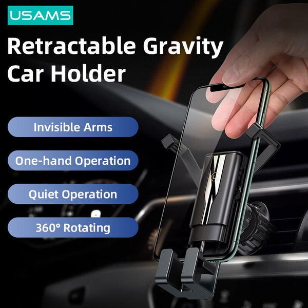 USAMS Universal Gravity Car Phone Holder Air Vent Mount Stand For 4.7-7 Inches iPhone Samsung Huawei Xiaomi Car Bracket