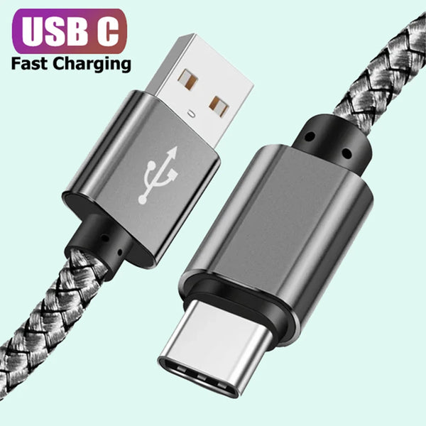 USB A to Type C Charging Cable 2A Fast Charger Nylon Data Cables 1M 2M 3M For Iphone Android Huawei Samsung TypeC Charging Device
